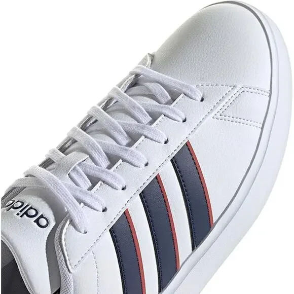 Adidas Men's Grand Court 2.0 Tennis Shoes Size 9.5 Sneakers - White Blue Scarlet - Picture 2 of 7